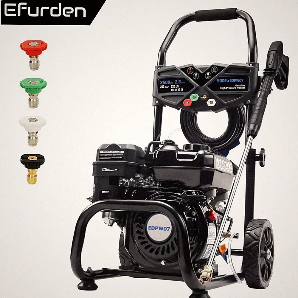 Efurden Portable Gas Pressure Washer 3500 PSI 2.3 GPM with 25ft Hose&4 Nozzles