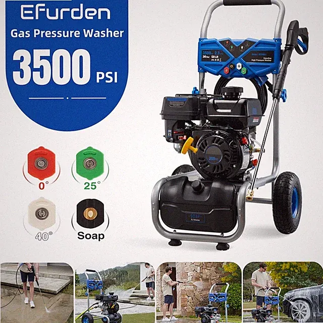 Efurden Pressure Washer 3500PSI 2.3GPM 209CC Gas Power Washer 25ft Hose&4 Nozzle