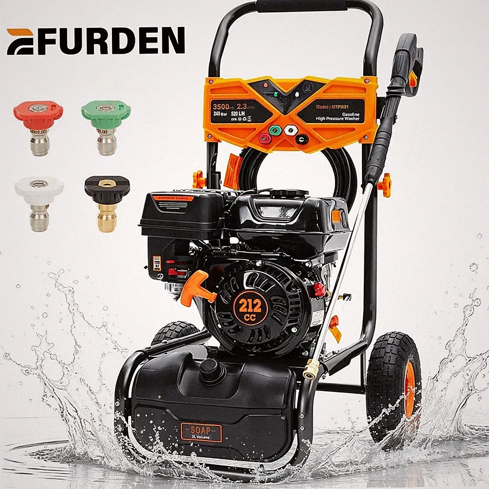 Efurden Pressure Washer Gasoline 3500 PSI and Max 2.3GPM Onboard Soap Tank Hot