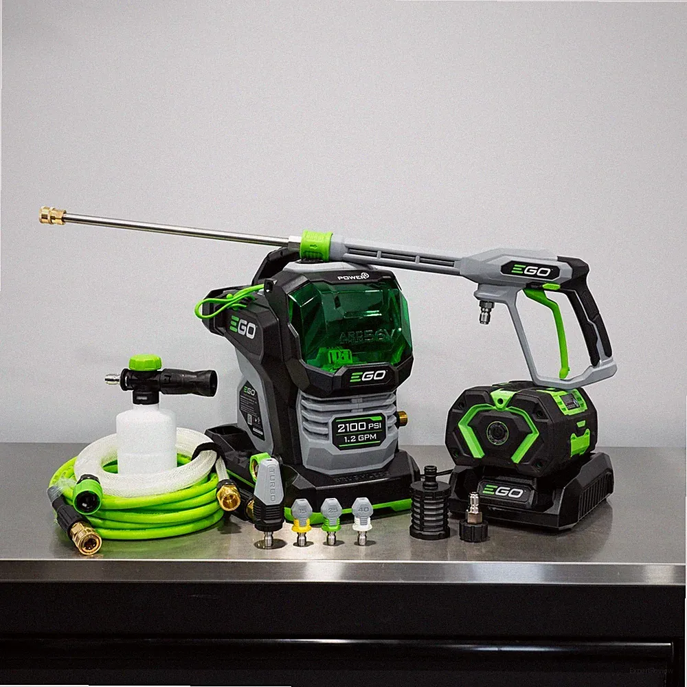 ego power+ 2100 psi compact cordless pressure washer 6.0 ah battery