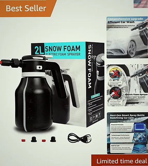 Electric Foam Sprayer, 2L Cordless Rechargeable Car Wash Foam Cannon