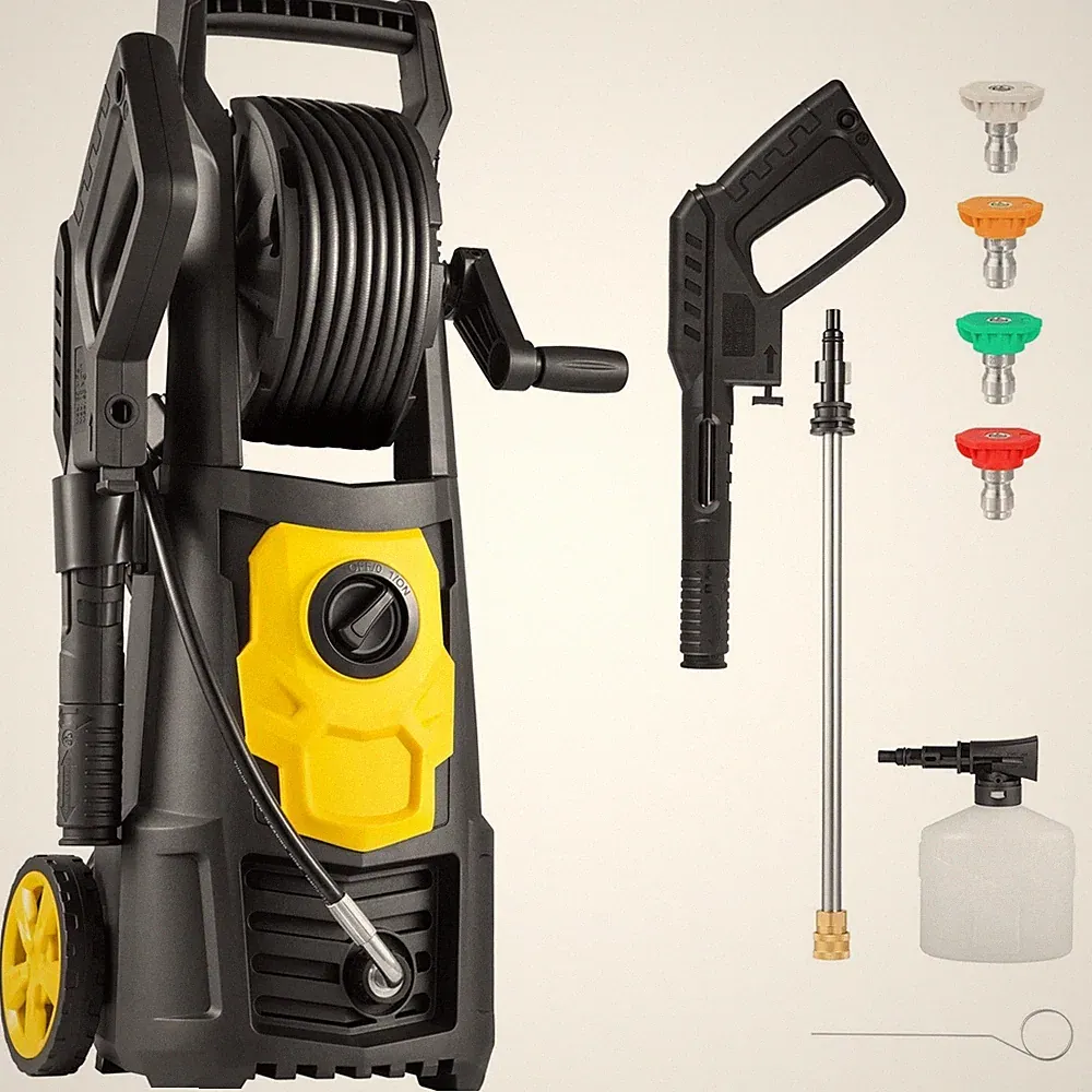 Electric High Pressure Washer 2000PSI 1.65GPM with Hose Reel for Cleaning