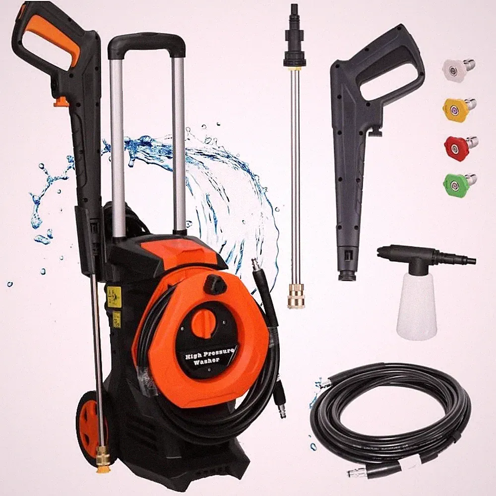 Electric High Pressure Washer 4500PSI Power Washer with Telescopic Handle Orange