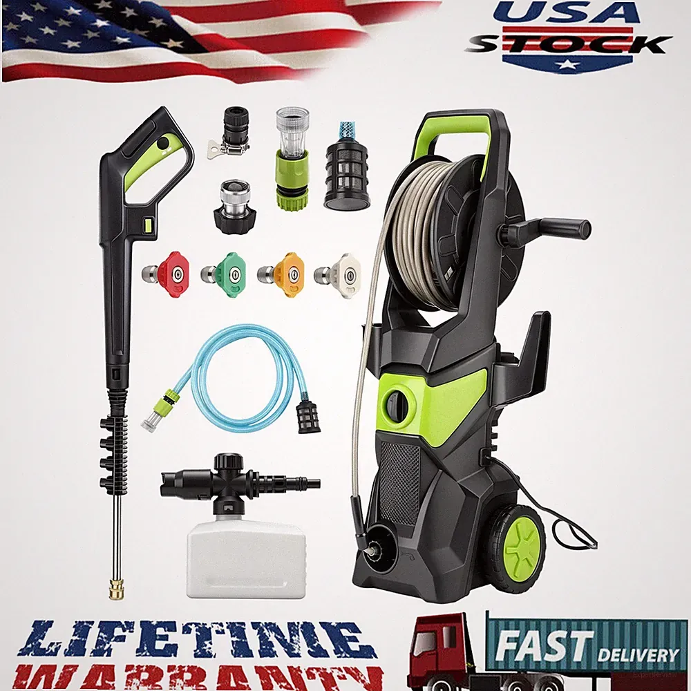 Electric High Pressure Washer 5000PSI 3.2GPM Power Washer With Hose Reel Portabl