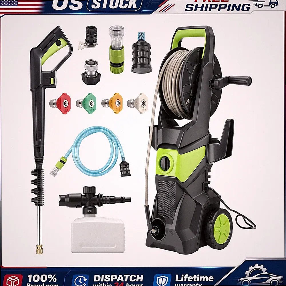 Electric High Pressure Washer 5000PSI 3.2GPM Power Washer With Hose Reel Portabl