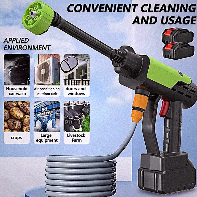 Electric High Pressure Water Spray Gun Car Cordless Portable Washer Cleaner Hose