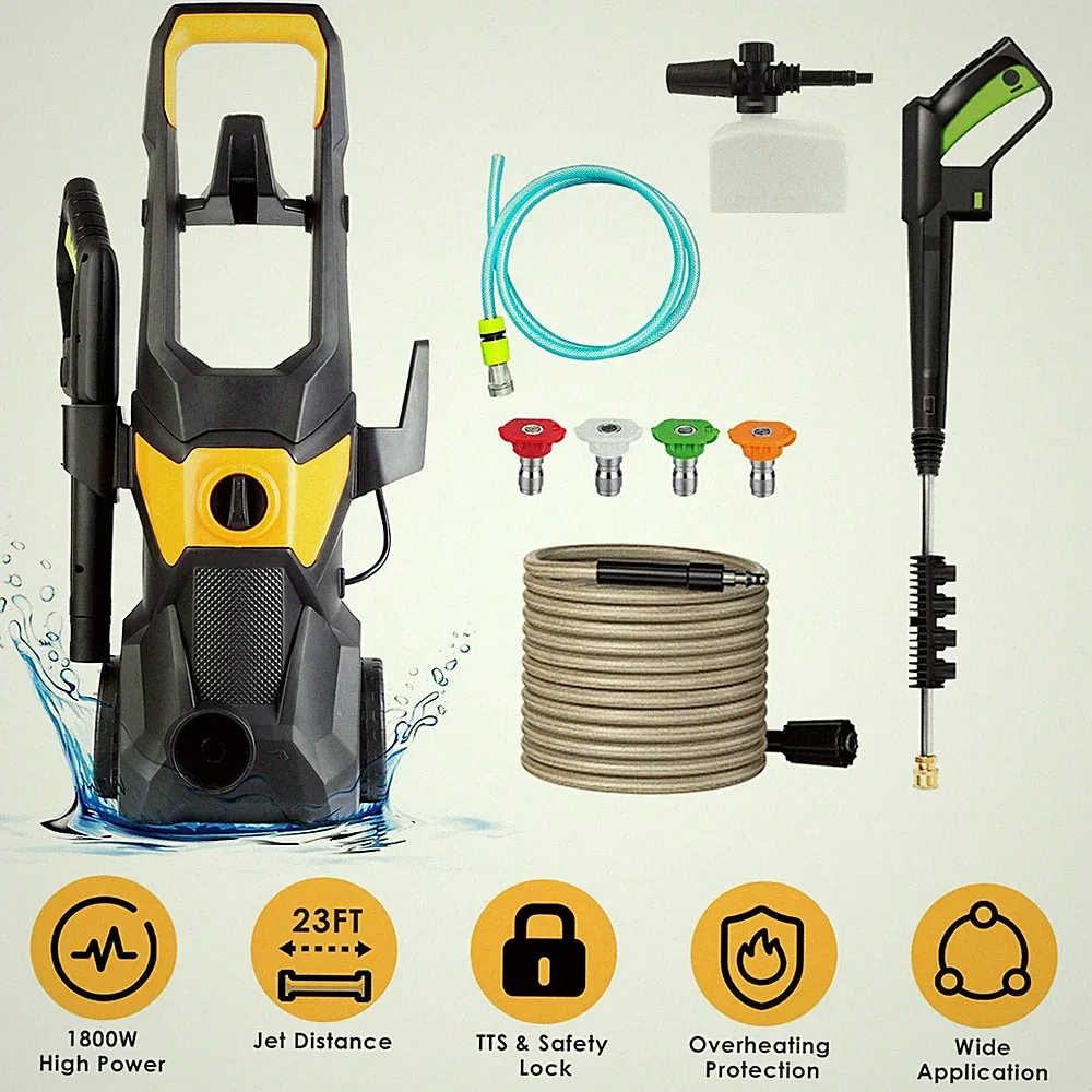 Electric Power Washer 4200PSI Pressure Washer with Spray Gun 33ft Hose 4 Nozzles