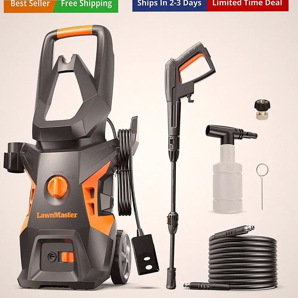 Electric Pressure Washer 13 Amp 1.4 GPM 2100 Max PSI Certified with Foam Bottle