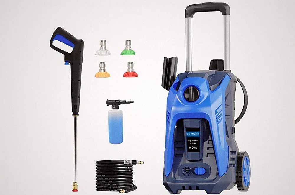 Electric Pressure Washer 1430 PSI 1.4 GPM with Long Hose Power Cord and Foam Tan