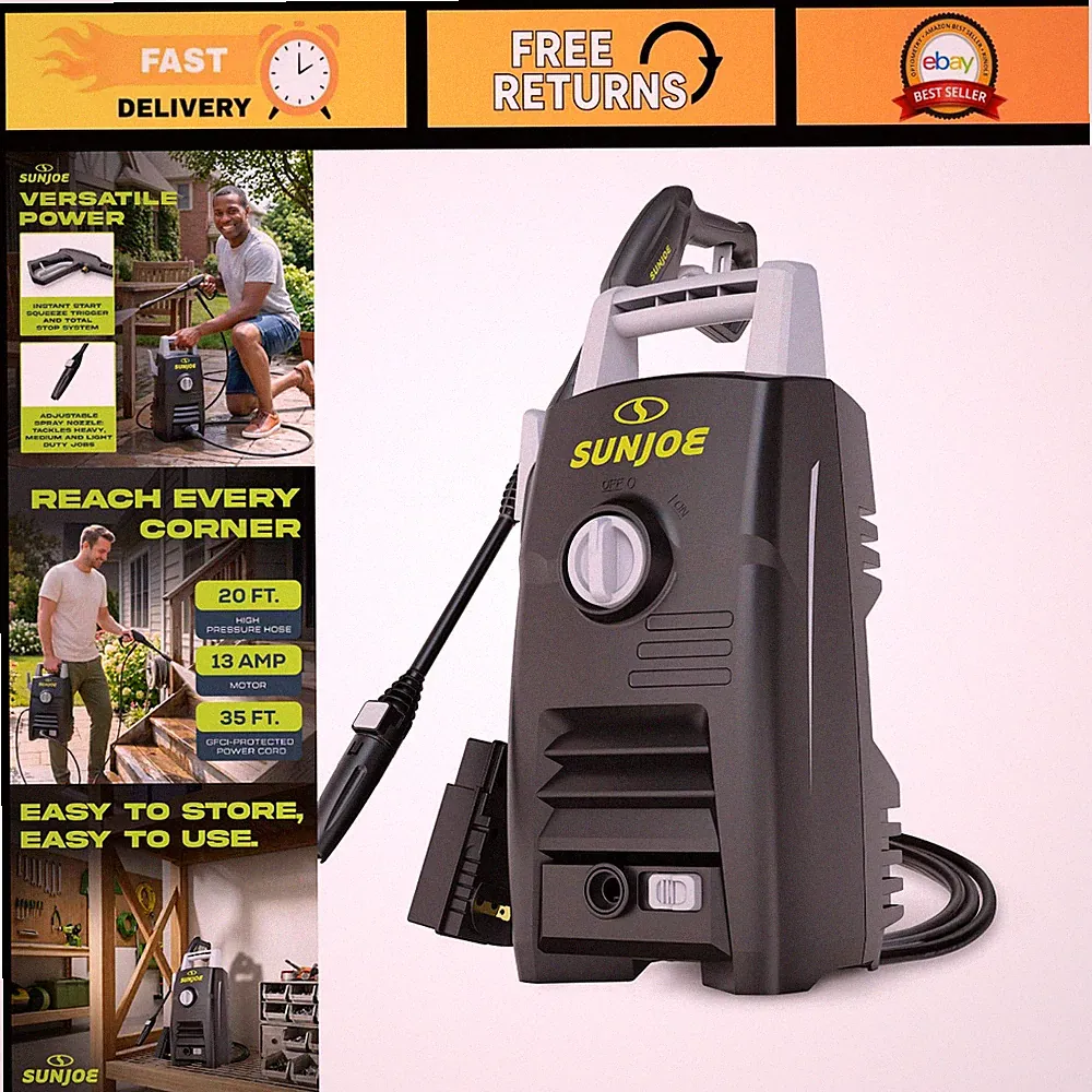 Electric Pressure Washer - 1800W Motor, Adjustable Spray Wand, GFCI Cord, 20ft H