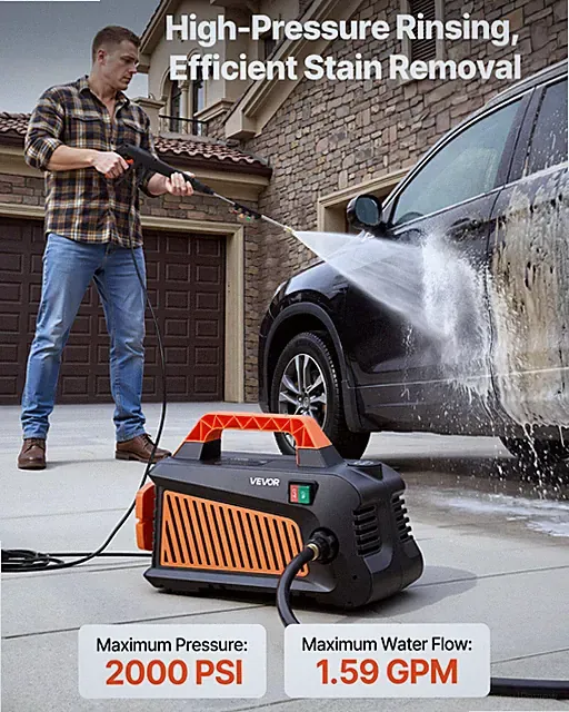 Electric Pressure Washer, 2000 Max PSI 1.59 Max GPM, Home
