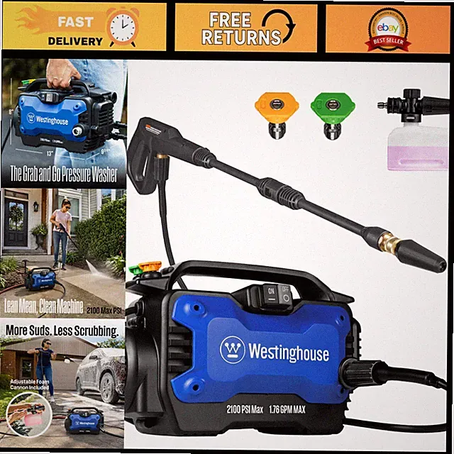 Electric Pressure Washer 2100 PSI 1.76 GPM Foam Cannon Turbo Nozzle for Cars Pat
