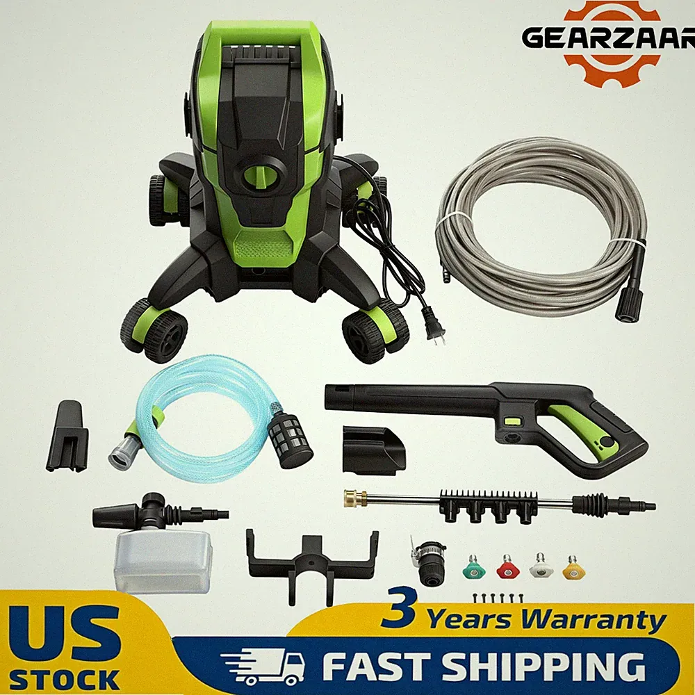 Electric Pressure Washer 2500PSI Max 3.0GPM Portable w/ 4 Nozzles 52FT Hose