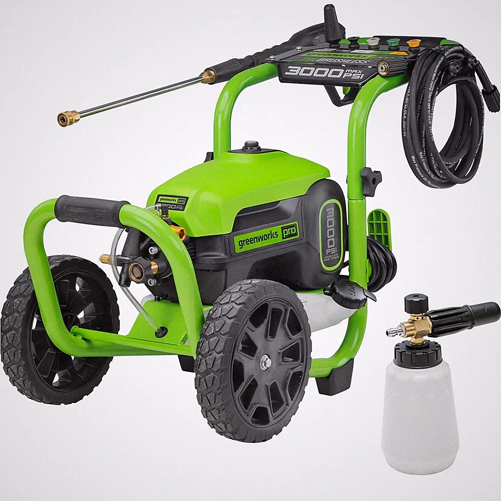 Electric Pressure Washer 3000 PSI 2.0 GPM Foam Cannon Greenworks