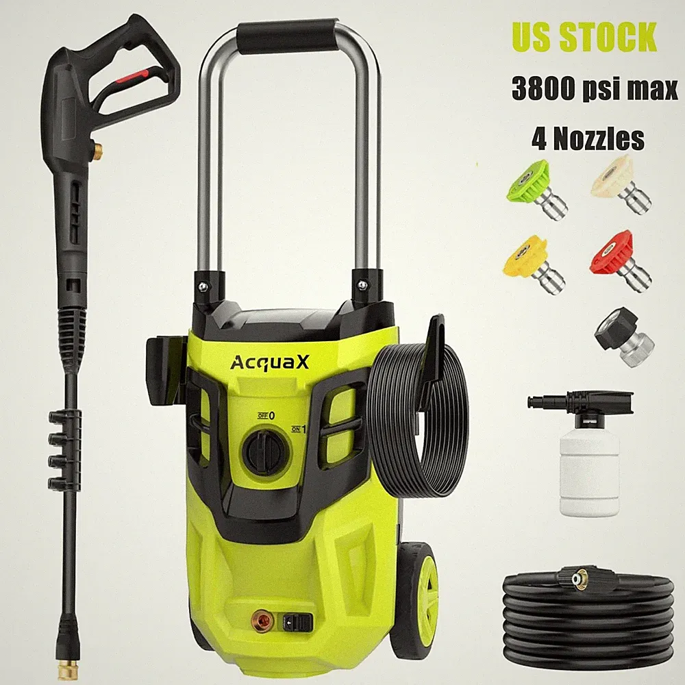 Electric Pressure Washer 3800 PSI Max 2.0 GPM Power Washer with 4 Nozzles Green