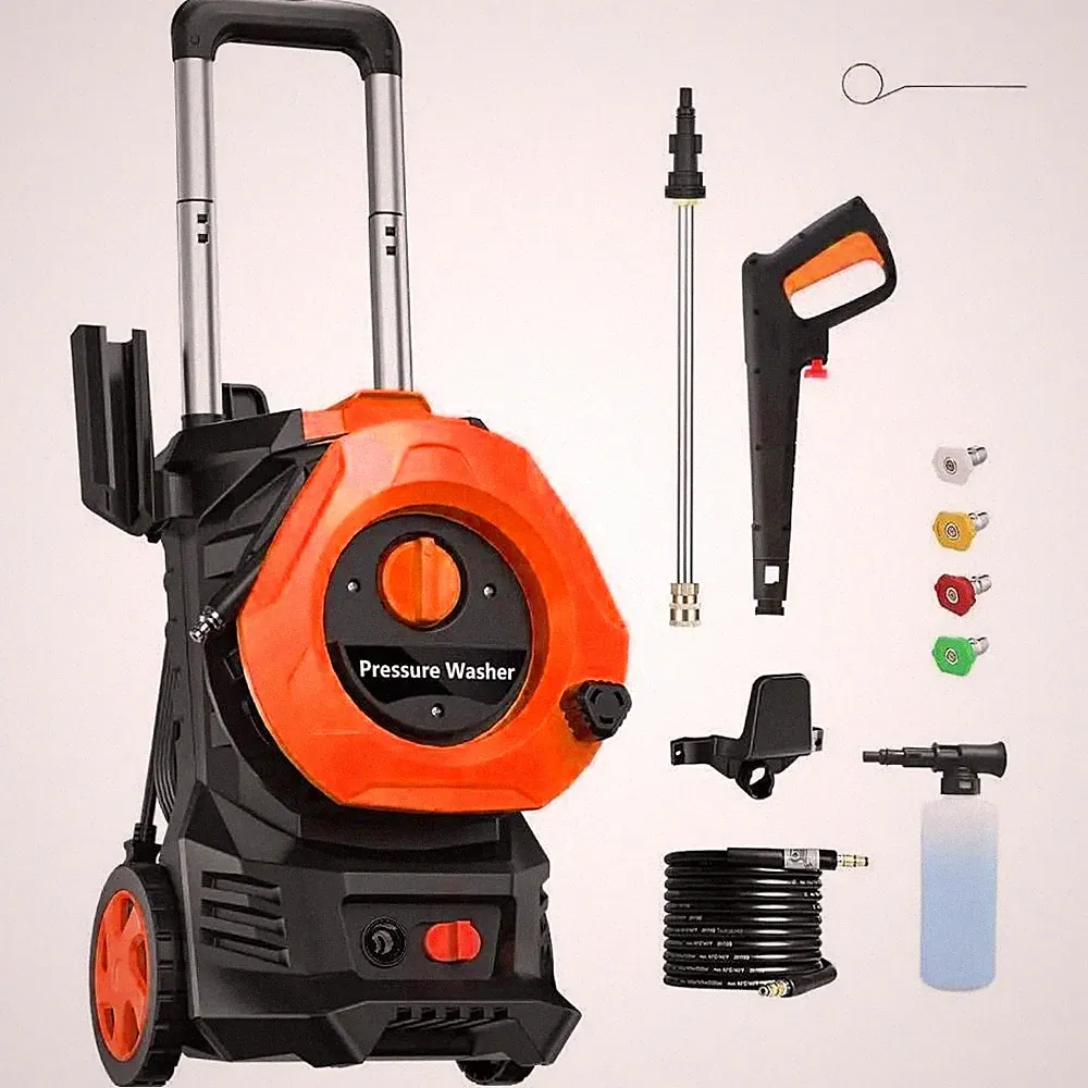 Electric Pressure Washer 3800PSI with Nozzles and Telescopic Handle Portable