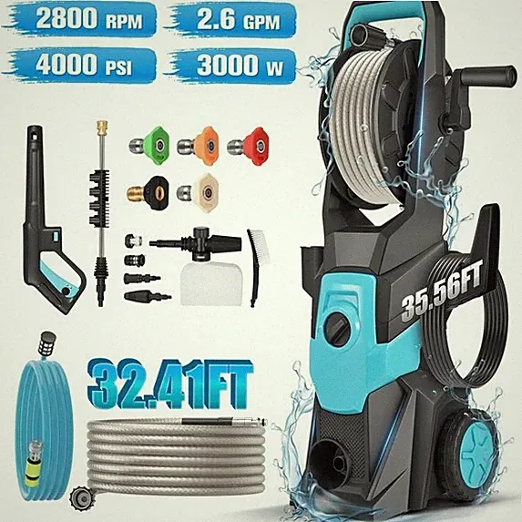 Electric Pressure Washer 4000 PSI 2.6 GPM 3000W Power Washer w Hose Nozzles