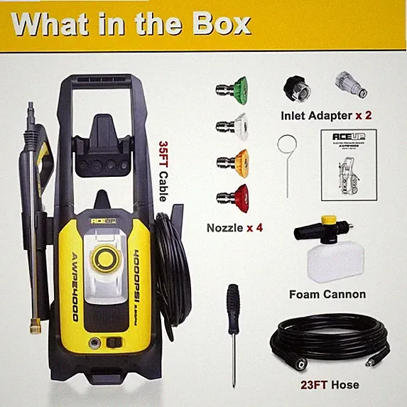 Electric Pressure Washer 4000 PSI 3.2 GPM Power Washer with Foam Cannon 4Nozzles