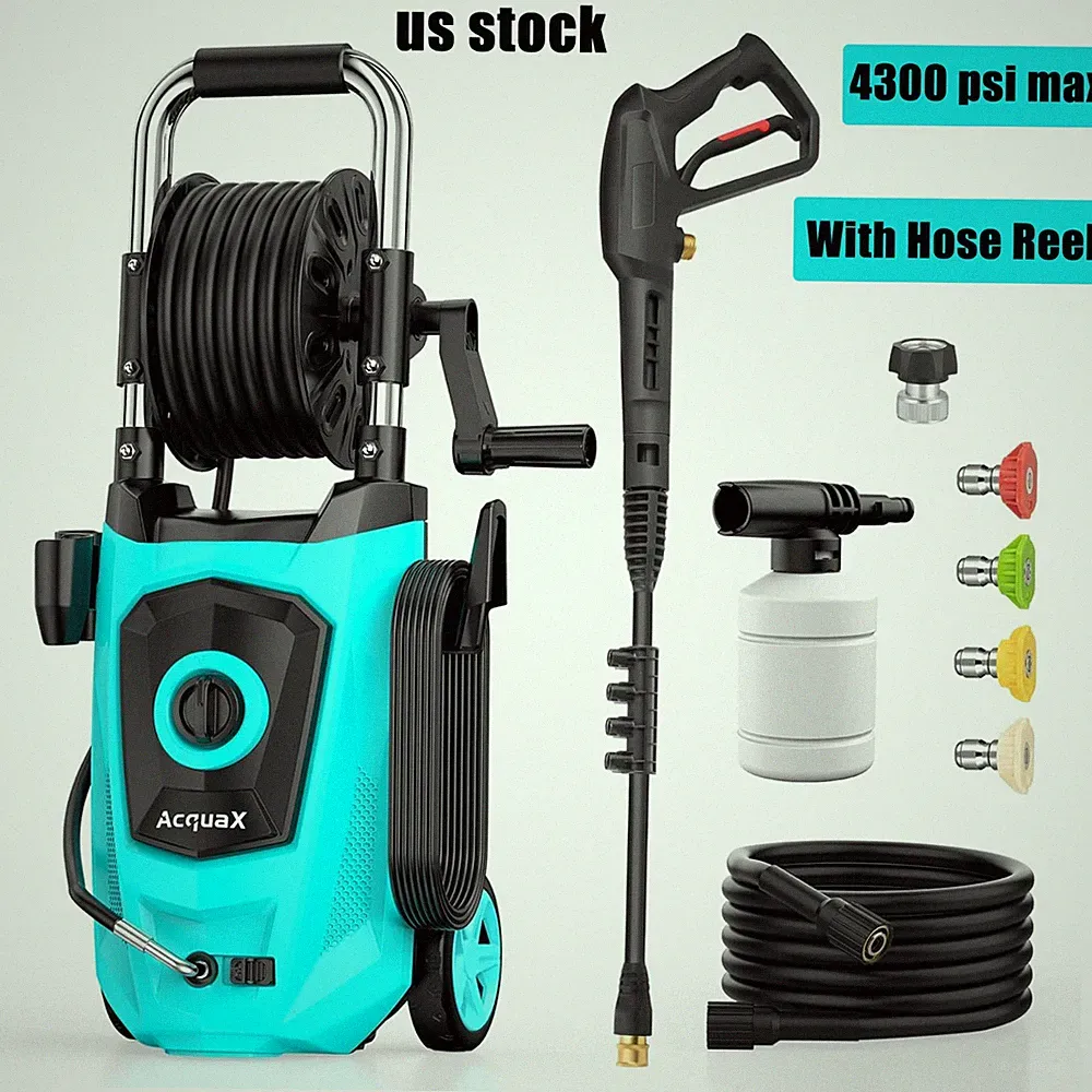 Electric Pressure Washer 4300PSI Max 2.8GPM Power Washer Blue with Hose Reel