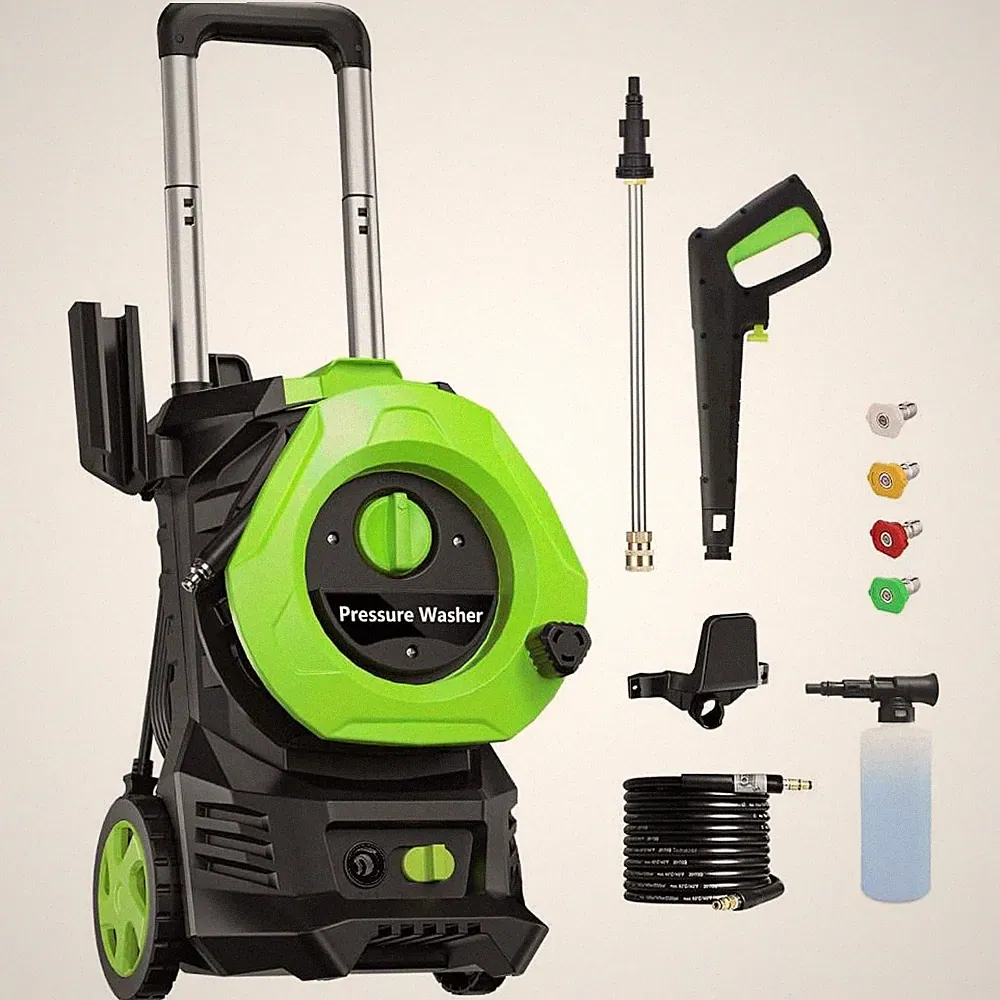 Electric Pressure Washer 4500PSI with 4 Nozzles and Telescopic Handle for Cars