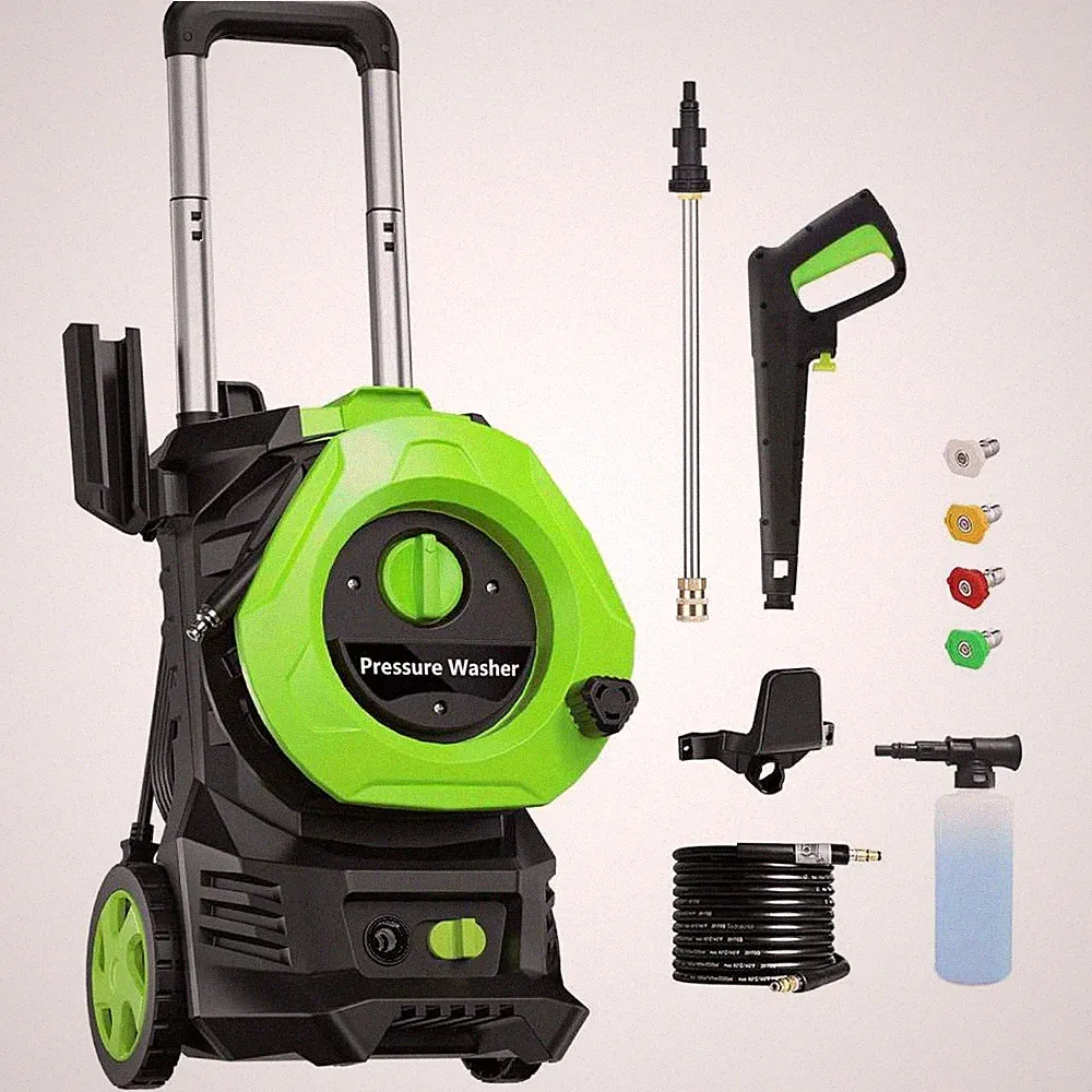 Electric Pressure Washer 4500PSI with 4 Nozzles and Telescopic Handle for Cars