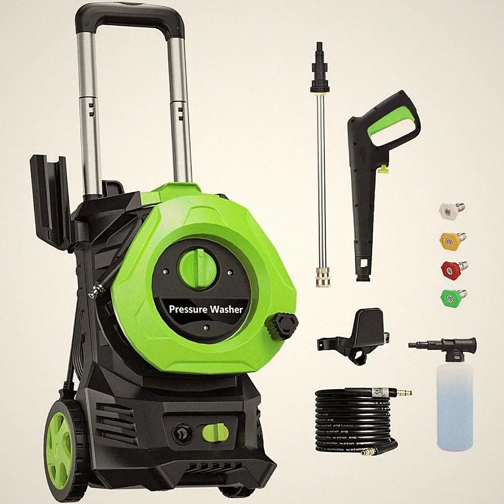 Electric Pressure Washer 4500PSI with 4 Nozzles and Telescopic Handle Portable