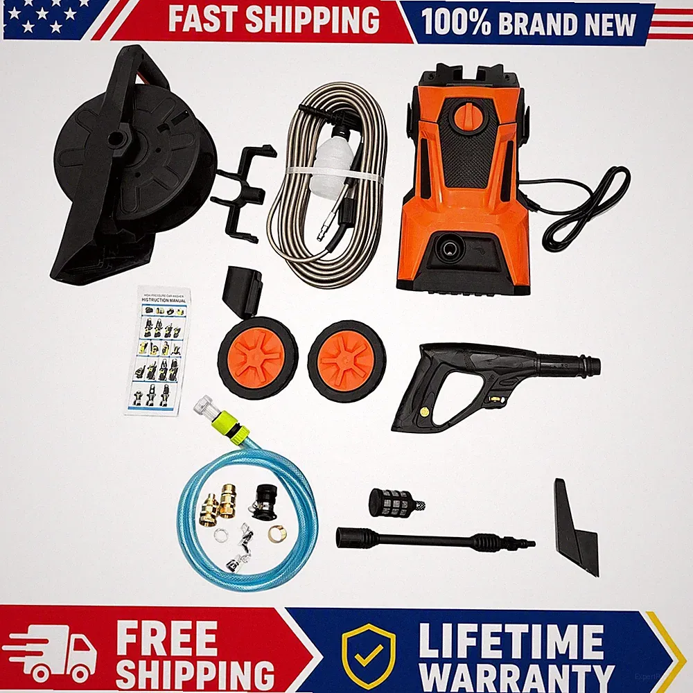 Electric Pressure Washer 5000 PSI w/ Hose Reel & Foam Cannon w/ 4 Nozzles