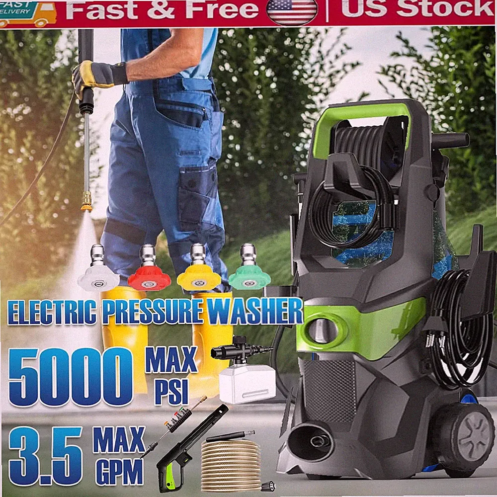 Electric Pressure Washer High Pressure 5000 PSI Washer Portable Powered Washer