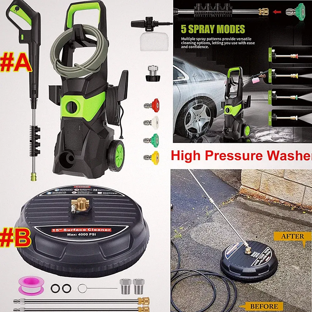 Electric Pressure Washer High Pressure Washer Powered Washer 15" Surface Cleaner