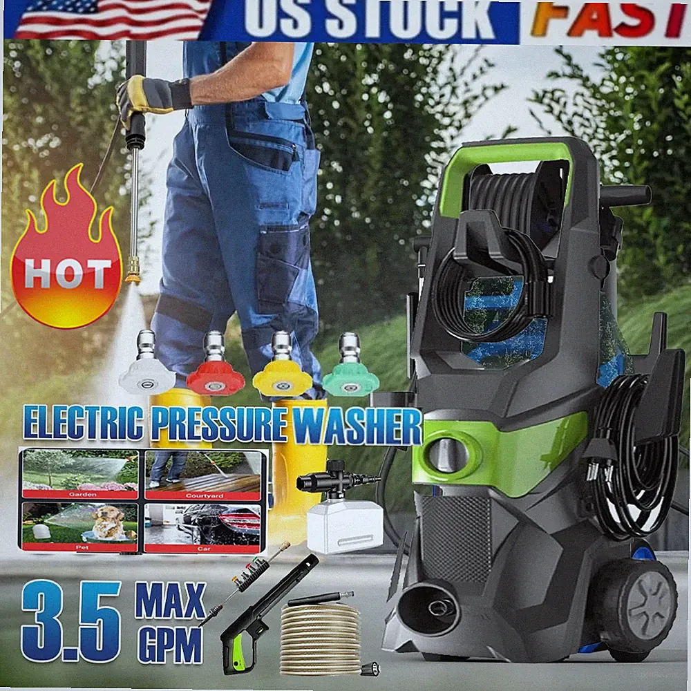 Electric Pressure Washer Max 3.0GPM Portable Power Washer With Quick Nozzle New