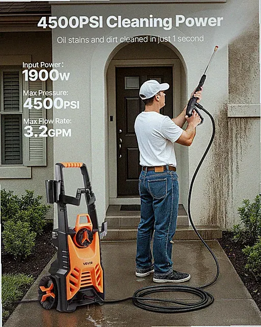 Electric Pressure Washer Max 4500 PSI 3.2 GPM with Nozzles & Foam Cannon