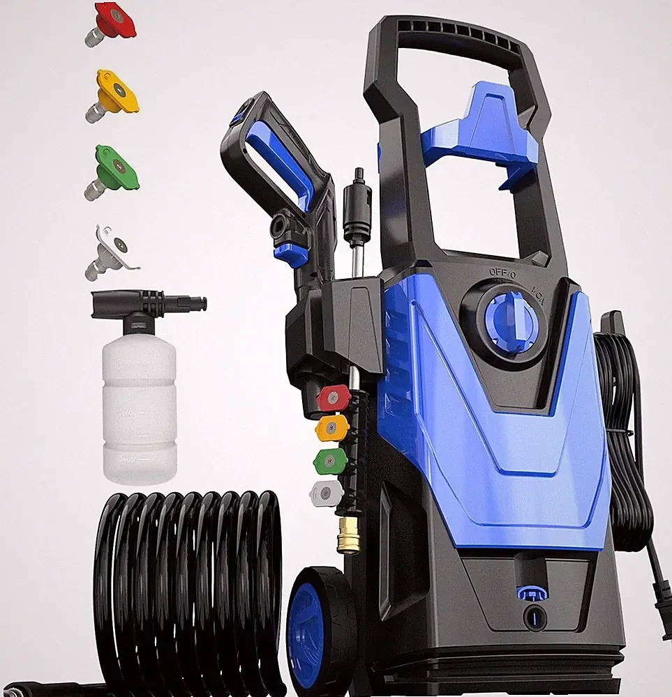 Electric Pressure Washer, Power Washer with 4 Quick Connect Nozzles, Foam Cannon