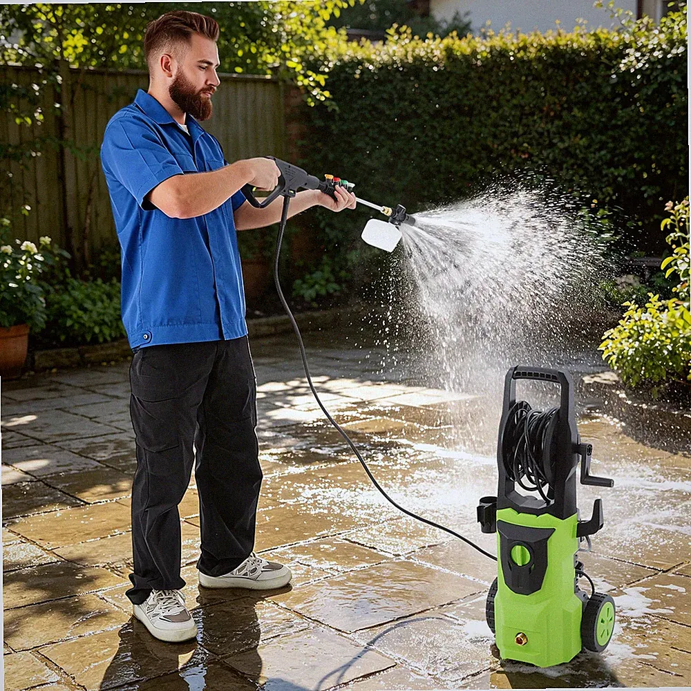 Electric Pressure Washer W/4 Nozzles &1 Foam Cannon for Car/Fence/Driveway/Patio