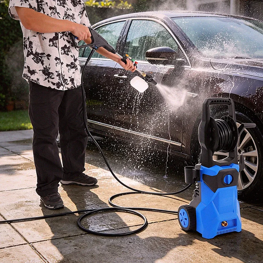 Electric Pressure Washer W/ 4 Quick Connect Nozzles For Cars, Fences, Driveways