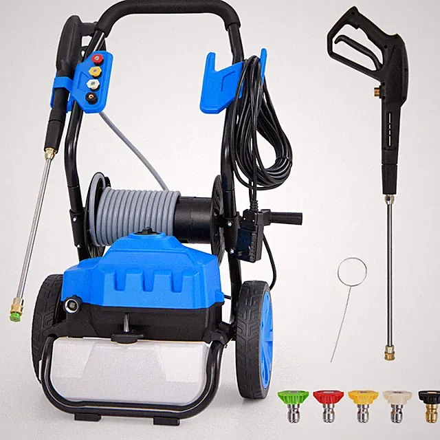 Electric Pressure Washer w/ Wheels 5 Quick Connect Nozzles Soap Bottle spray gun