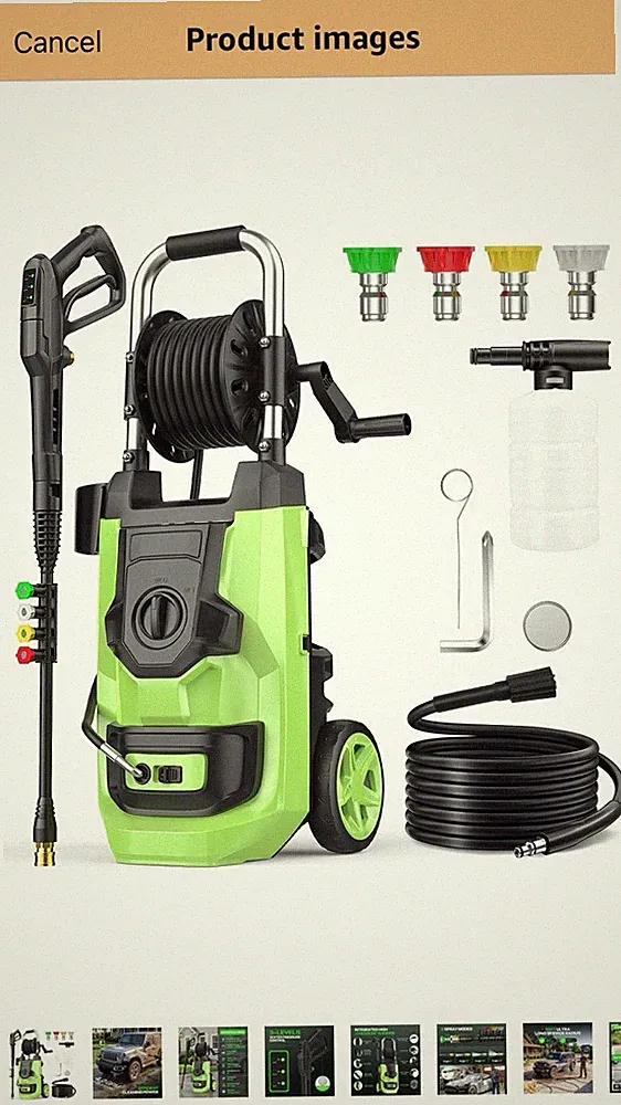 Electric Wheel-Mounted Pressure Washer 2500-5000 PSI 2.5-4.0 GPM 20 ft Hose