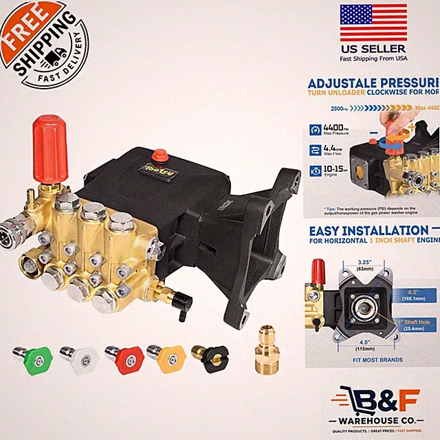 Engine Powered 4400 PSI Pressure Washer Pump | 4.4 GPM with Nozzle Tips Included