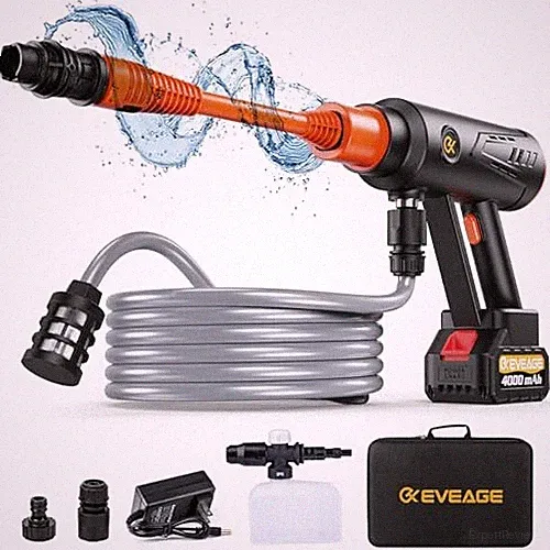 EVEAGE Q7 CORDLESS POWER WASHER MAX 1000PSI 2.5GPM ADJUSTMENT - BLACK/ORANGE