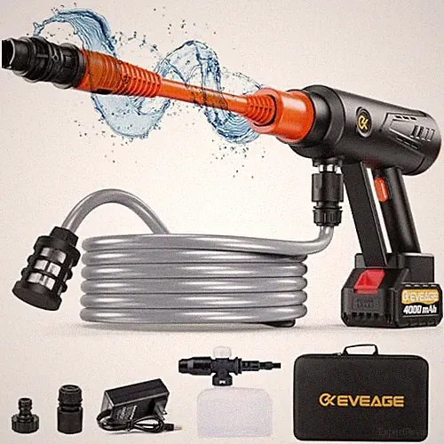 EVEAGE Q7 CORDLESS POWER WASHER MAX 1000PSI 2.5GPM ADJUSTMENT - BLACK/ORANGE