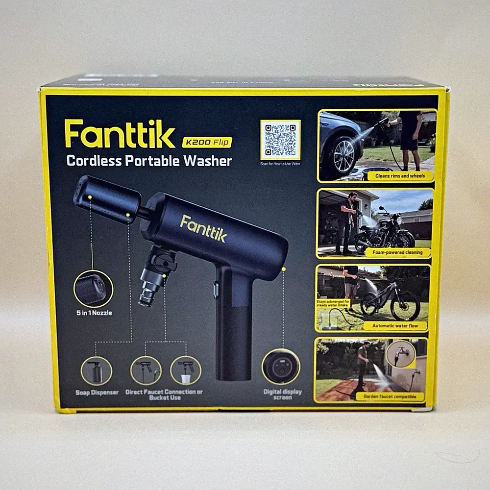 Fanttik K200 Flip Cordless Foldable Cold Water Pressure Washer w/ 5-in-1 Nozzle