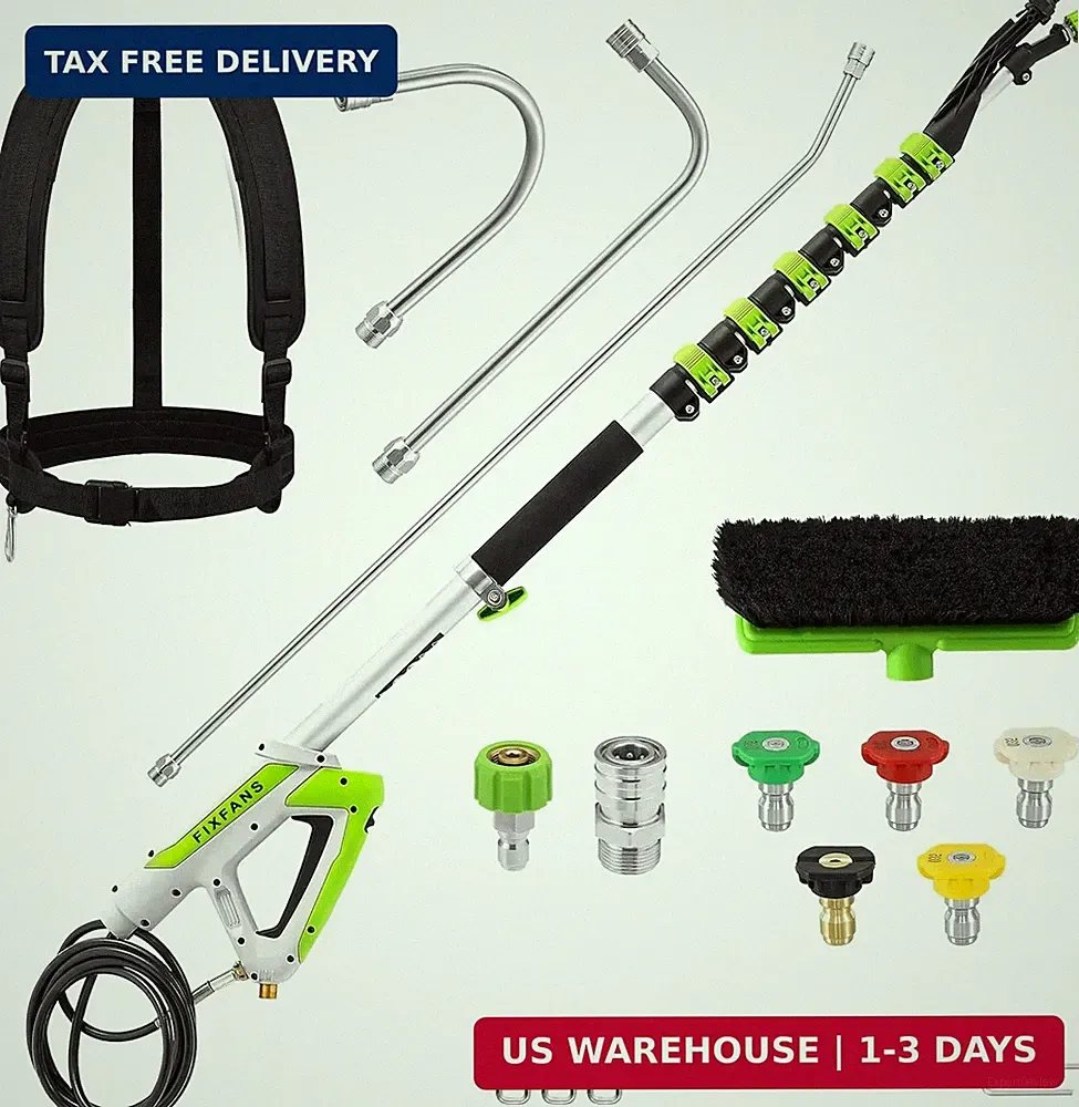 FIXFANS 21 FT Telescoping Pressure Washer Wand with Brush, 4000 PSI Telescopic P