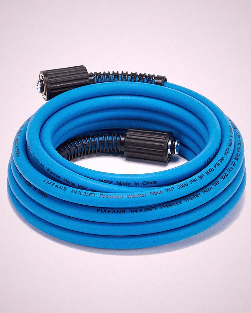 FIXFANS 25ft Pressure Washer Hose 1/4" NPT - Kink Resistant 3600 PSI