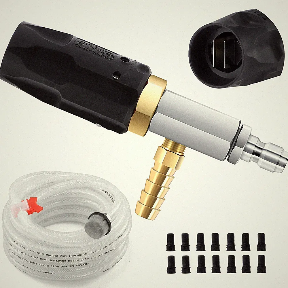 FIXFANS Adjustable Pressure Washer 45 FT Hose, Black, White, Grey, Red, Gold