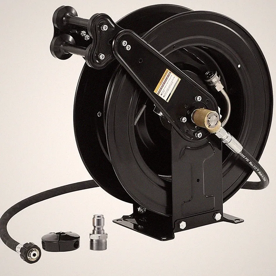 FIXFANS High Pressure Washer Hose Reel 3/8" X 50 FT for Water/Air/Oil 4000psi