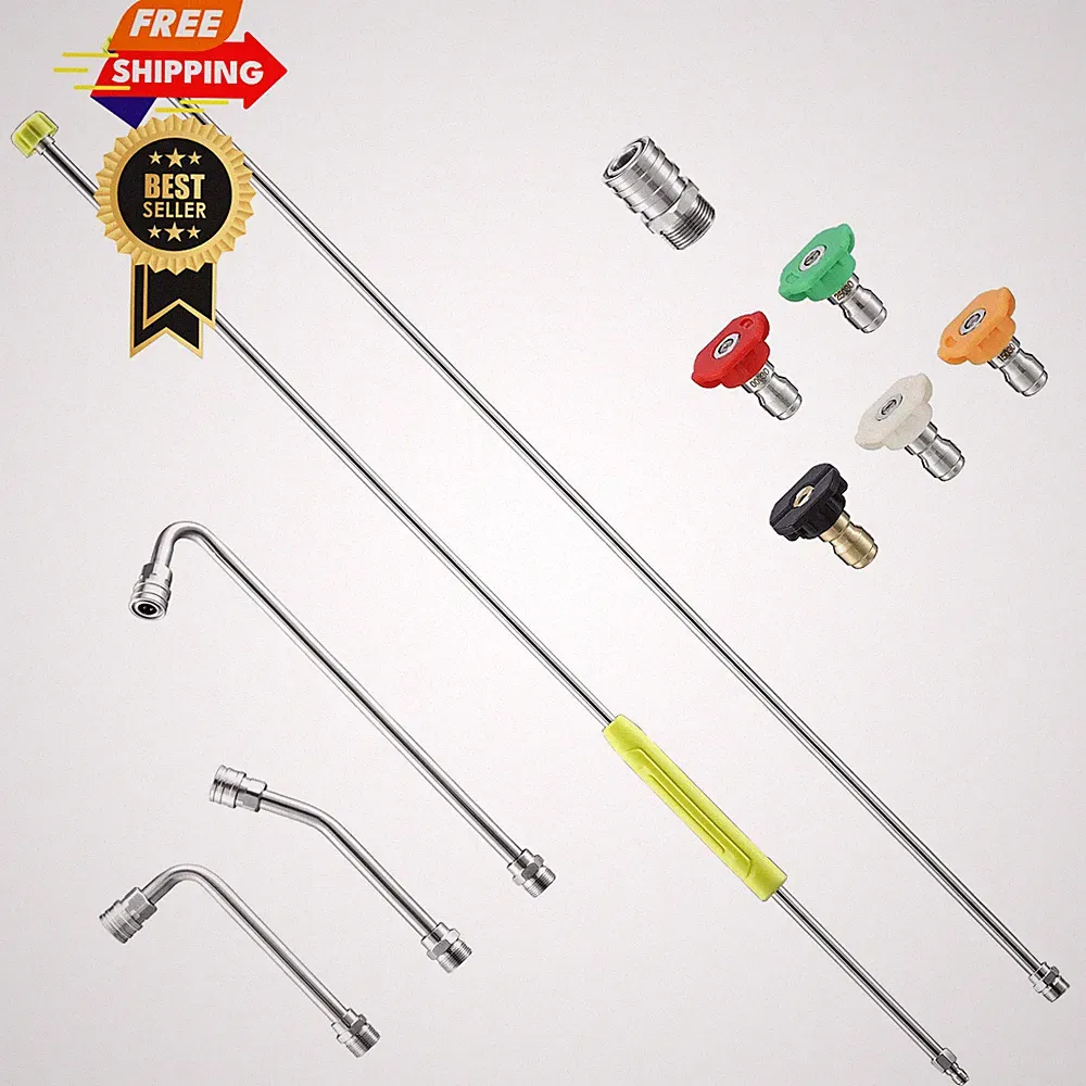 FIXFANS Pressure Washer Extension Wand, 120” 120 inches, Grey, Yellow