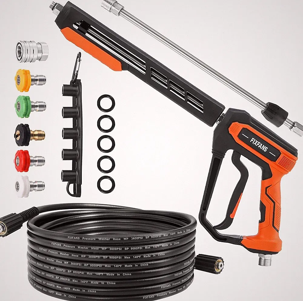 FIXFANS Pressure Washer Gun and Hose Kit, 25FT Power Wash Hose, M22 Fitting