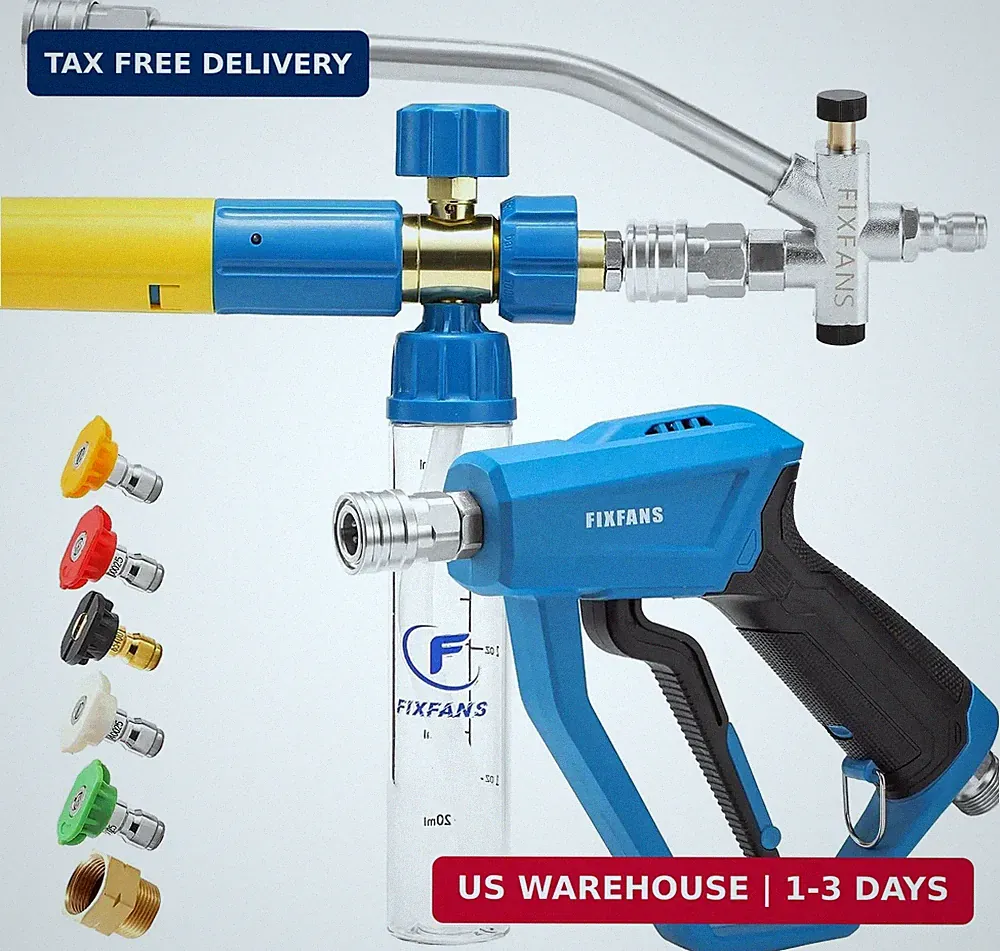 FIXFANS Pressure Washer Gun with Mini Foam Cannon, Dual Connector Accessory | Ca