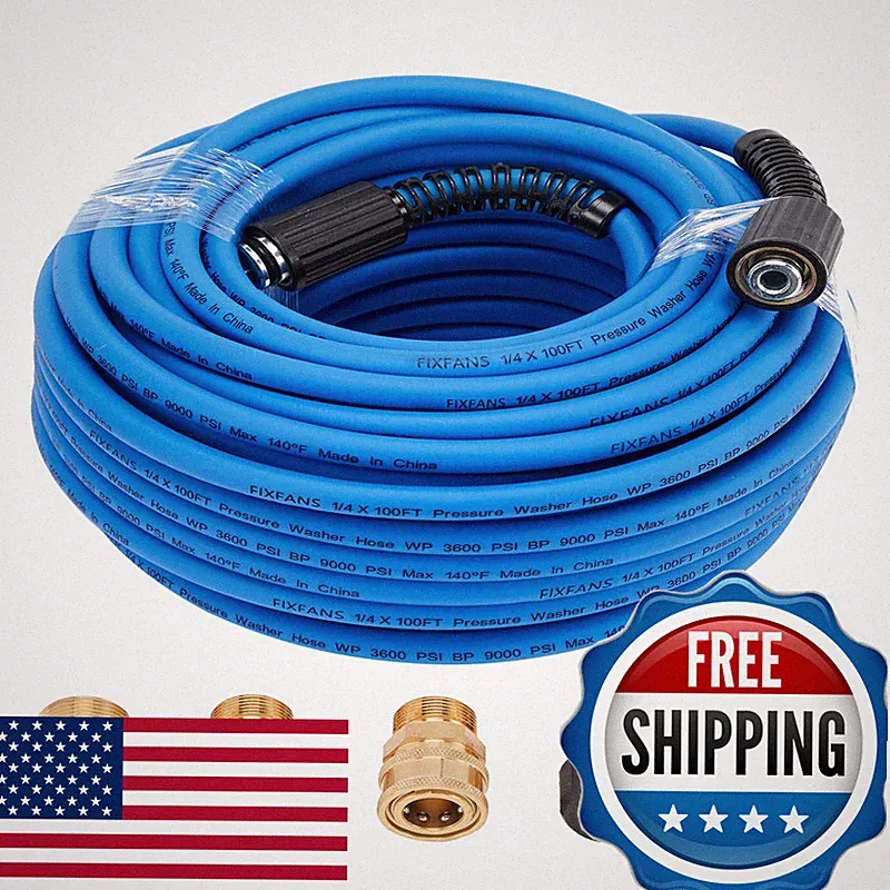 Fixfans Pressure Washer Hose 1/4 X 100 Ft High Power Washer Extension Hose Kink