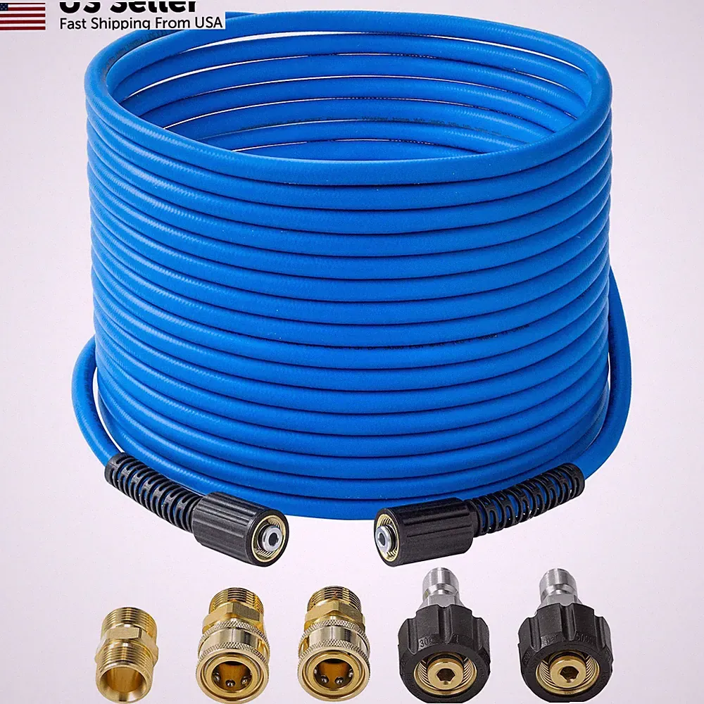 FIXFANS Pressure Washer Hose – 1/4" X 50 FT 50ft, Gold, Silver, Blue, Black