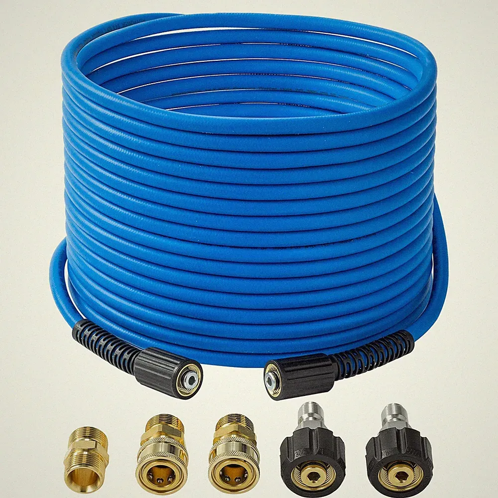 FIXFANS Pressure Washer Hose – 1/4" X 50 FT X 1/4", Gold, Silver, Blue, Black